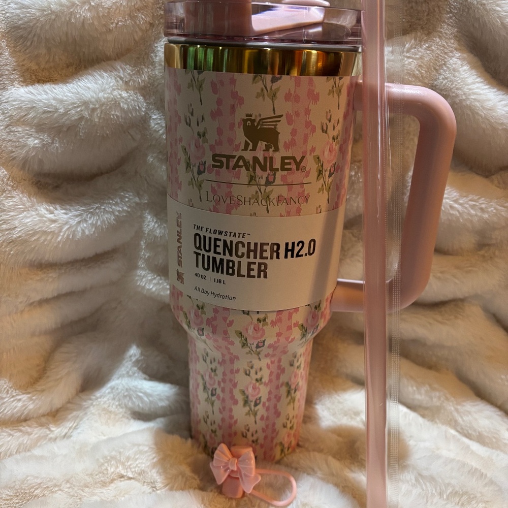Stanley x Love Shack Fancy 40 oz Blooming Heirloom Quencher Pink Tumbler, New